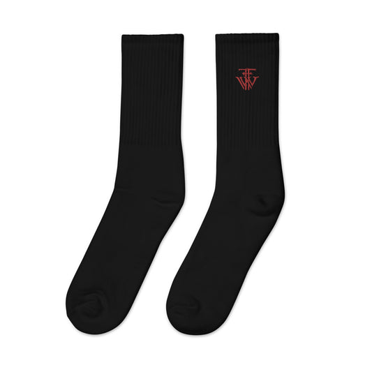 Red Embroidered Socks