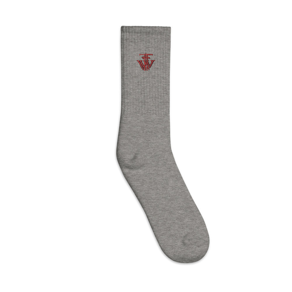Red Embroidered Socks